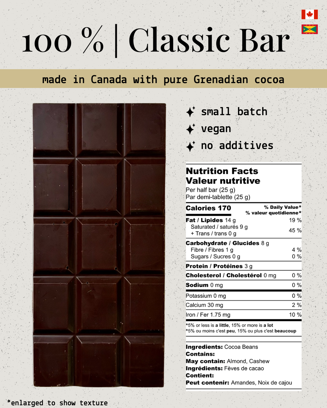 Grenadian Bean-to-Bar Dark Chocolate - Classic Bar