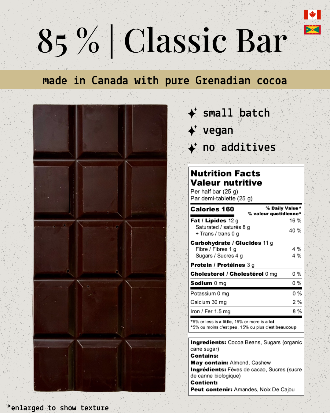 Grenadian Bean-to-Bar Dark Chocolate - Classic Bar