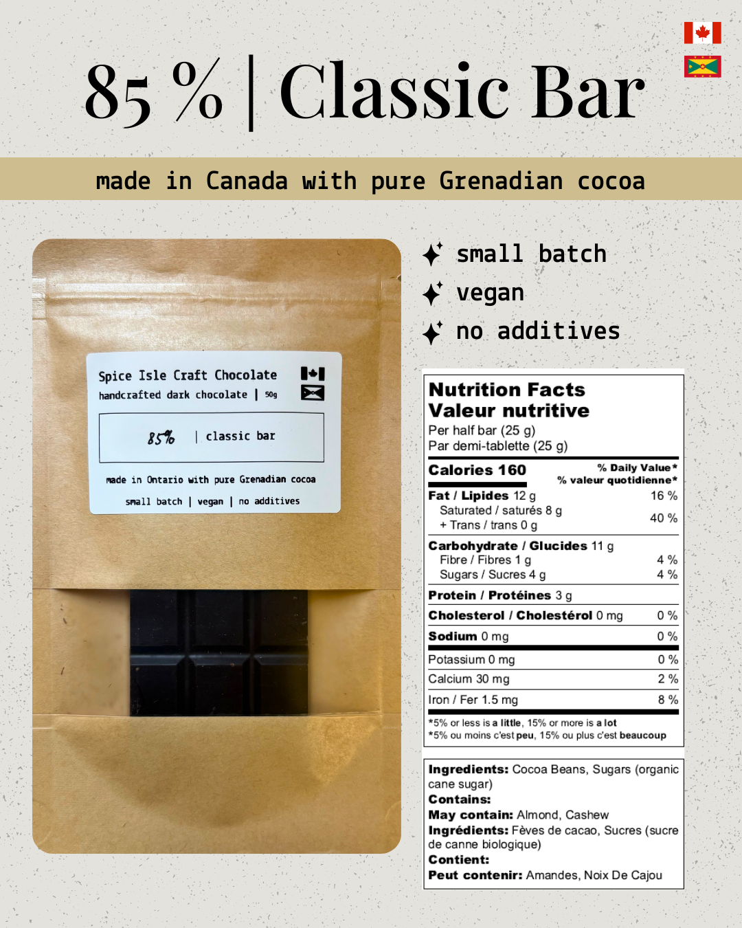 Grenadian Bean-to-Bar Dark Chocolate - Classic Bar