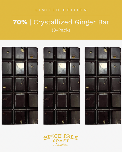 70% Dark Chocolate with Crystallized Ginger (3-Pack)