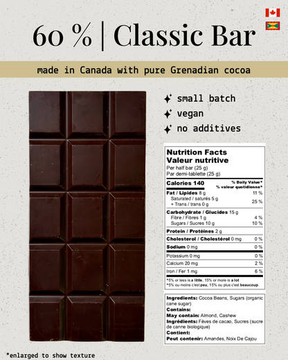Grenadian Bean-to-Bar Dark Chocolate - Classic Bar