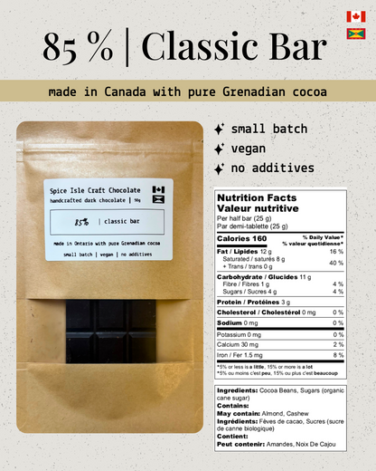 Grenadian Bean-to-Bar Dark Chocolate - Classic Bar