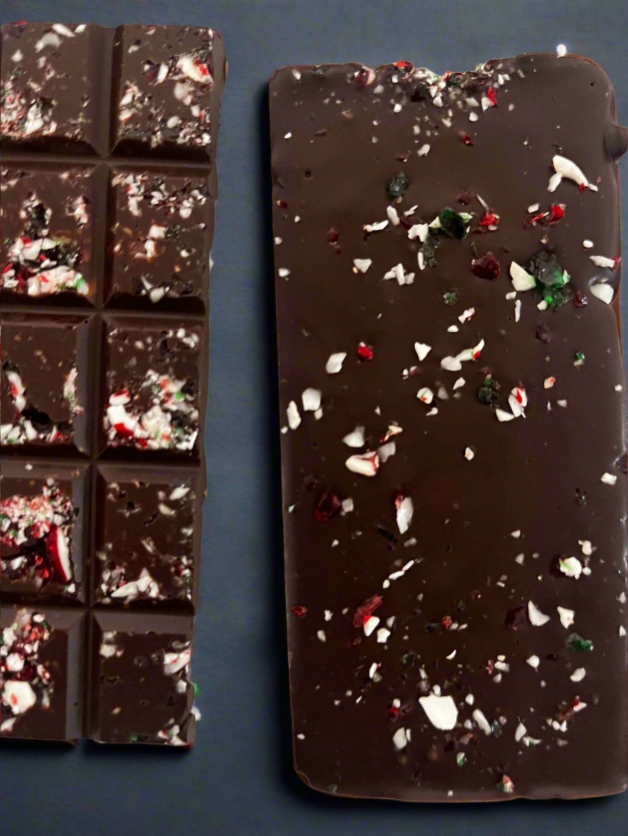 Handcrafted Dark Chocolate - 60% with Candy Cane