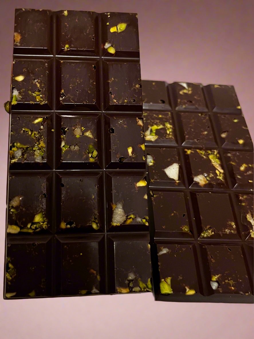 Handcrafted Dark Chocolate - 70% with Pistachio & Toasted Coconut