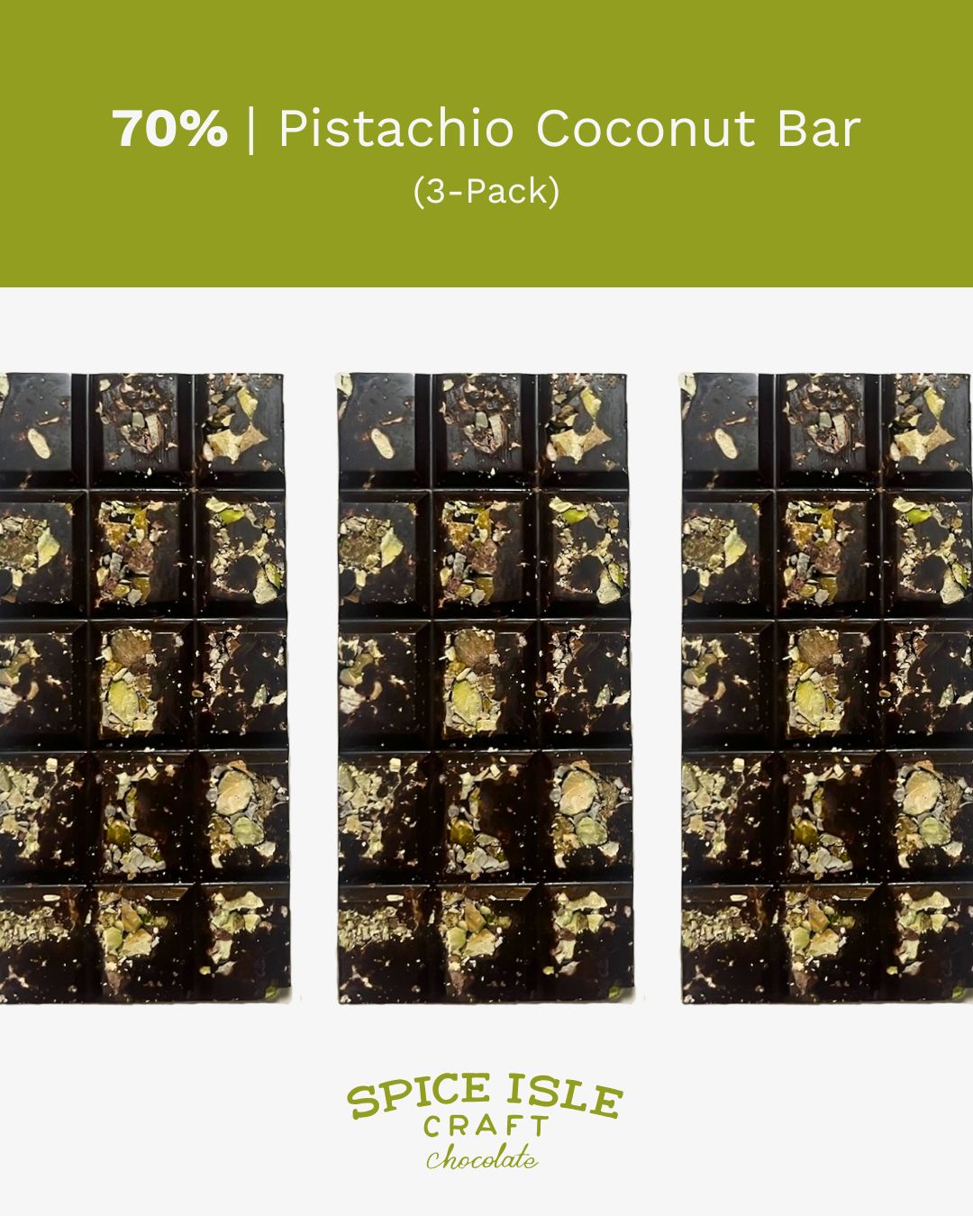 70% Dark Chocolate with Pistachio & Toasted Coconut