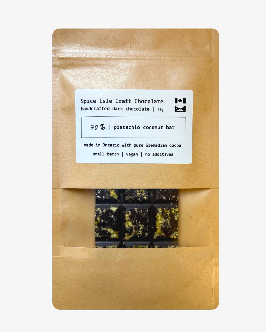 70% Dark Chocolate with Pistachio & Toasted Coconut