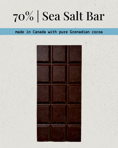Grenadian Bean-to-Bar Dark Chocolate : 70% with Sea Salt